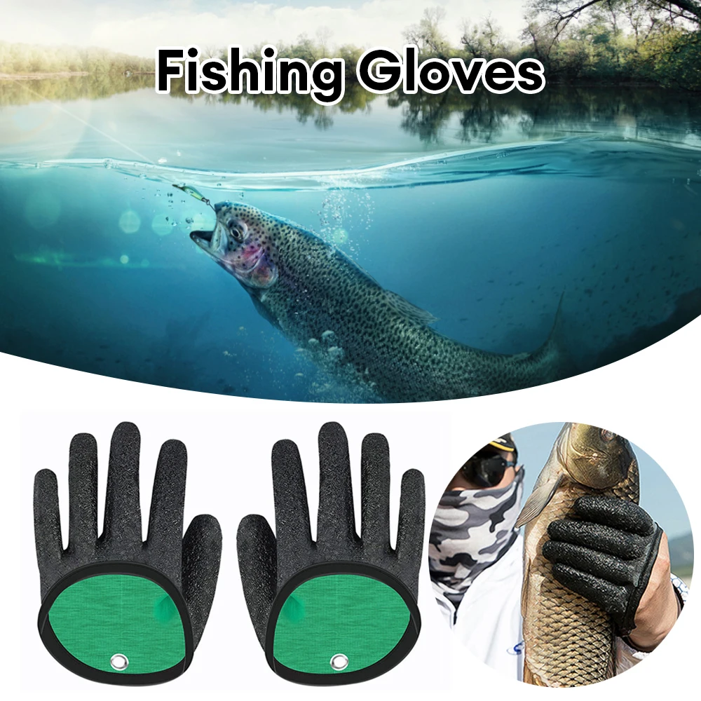 

1pc Fishing Catching Gloves Non-slip Fisherman Protect Hand Puncture Scrapes Latex Fishing Catch Hunting Mittens Left Right Hand