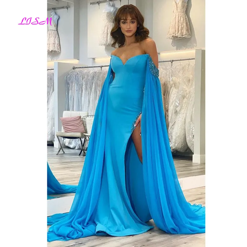 

2022 сексуальные длинные вечерние платья с разрезом винтажное синее милое платье с бисером зимнее официальное платье Vestido Elegante Mujer Para Fiesta