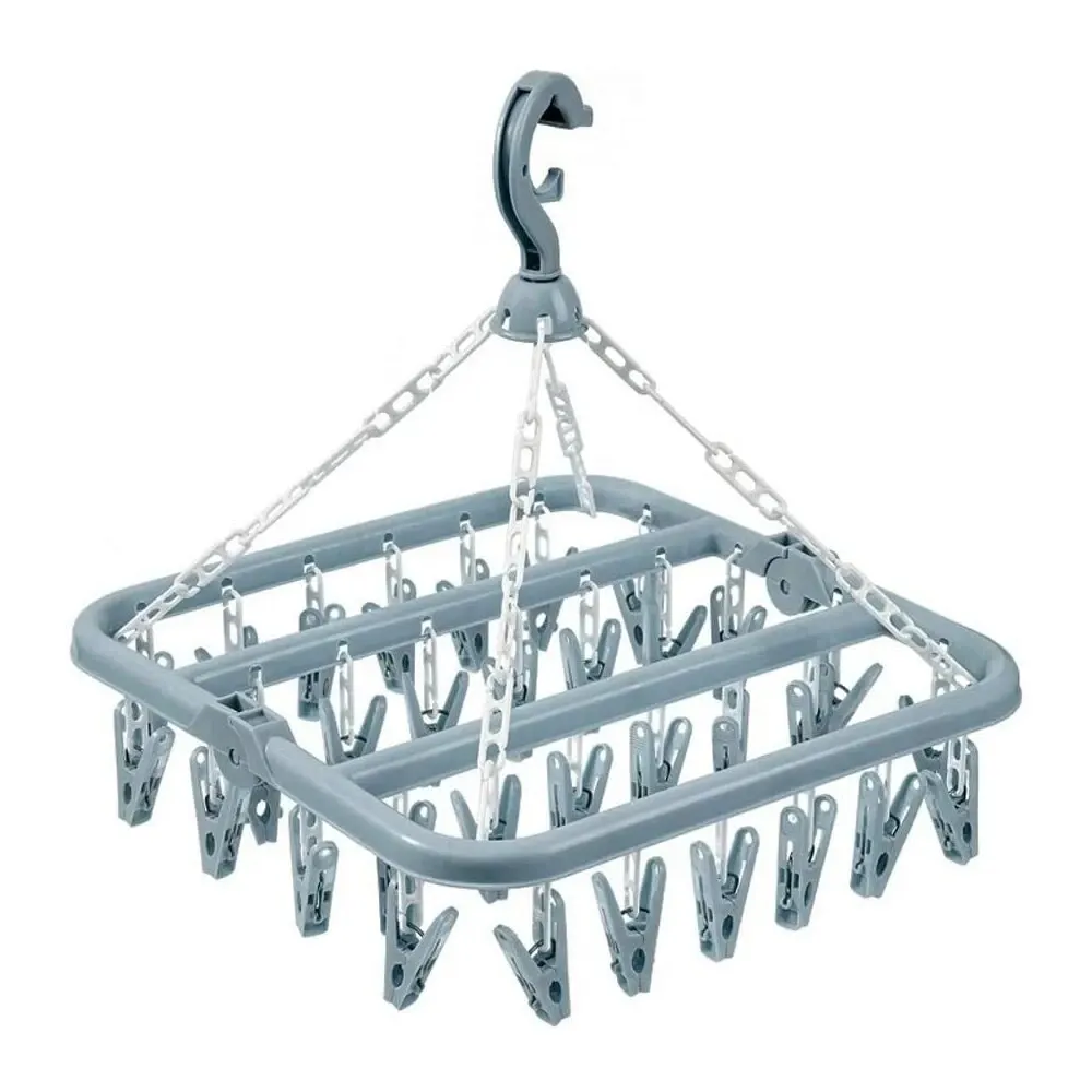 Clothes drying hanger 32 clips socks underwear folding laundry hanging rack 1PC
