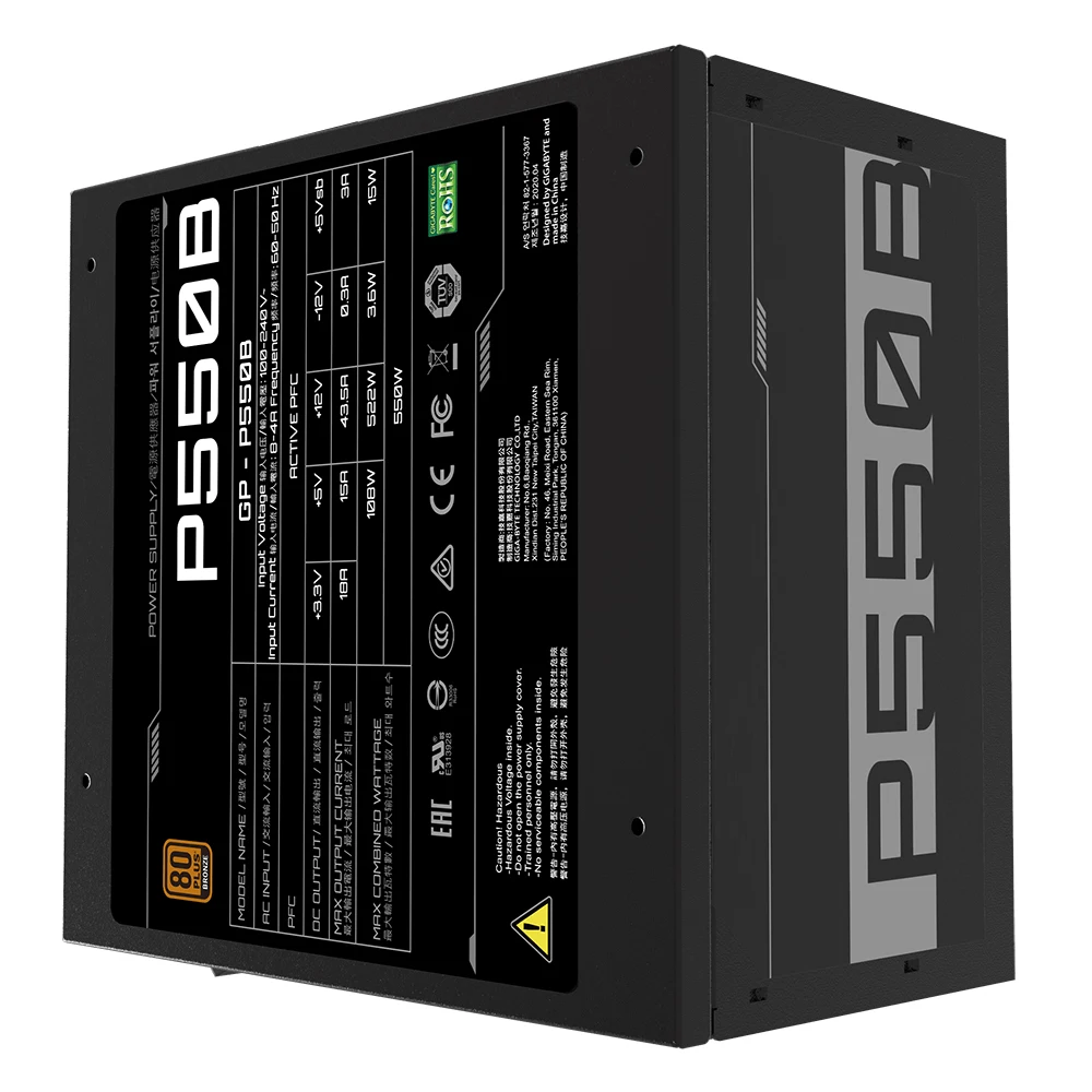 P550B ATX 12V 액티브 PFC 550W 60-50 Hz 전원 공급 장치