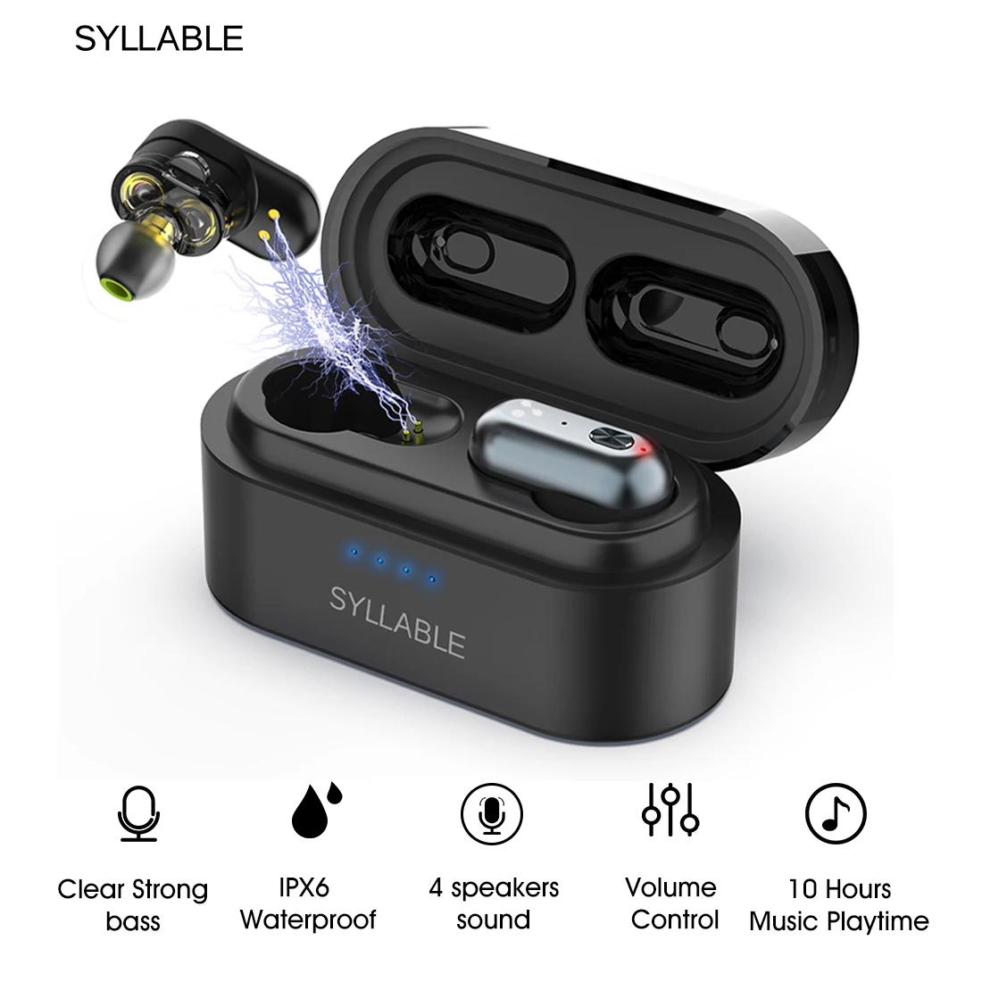 

Original SYLLABLE S101 TWS Earphones with QCC3020 chip Earbuds Strong bass Waterproof sport Headset 500mAh S101 Volume control