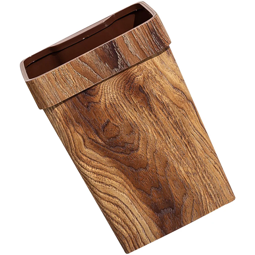 

Imitation Wood Grain Trash Can Plastic Garbage Container Bin for Car Ash-bin Large Capacity Waste Room