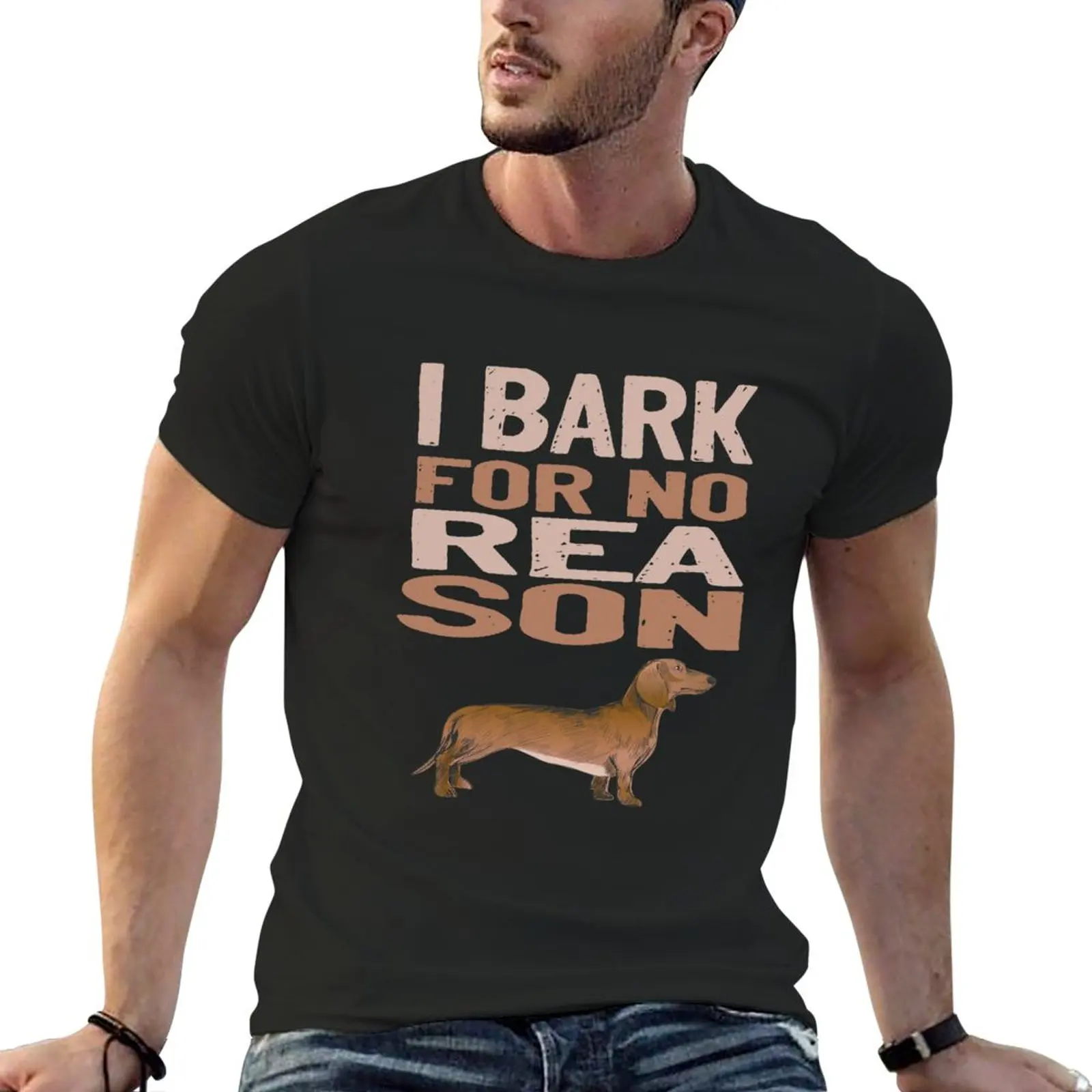 

Doglovers I bark for no reason Dackel Dachshund T-Shirt vintage clothes tops plain white t shirts men