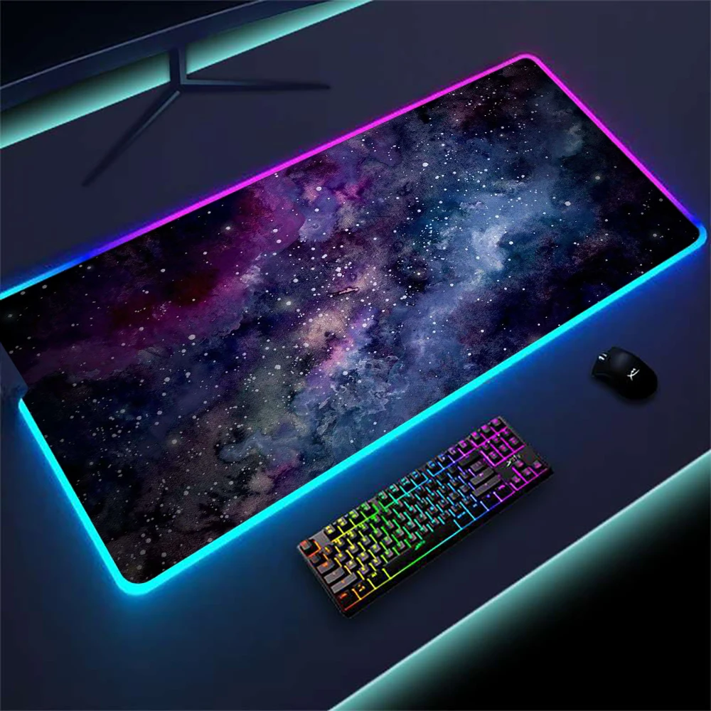 Universe Mause Pad Rgb Starfield Mouse Pads Gaming Led Galaxy Keyboard Mat Con Retroilluminazione Milky Way Full-Size Desk Pad Space