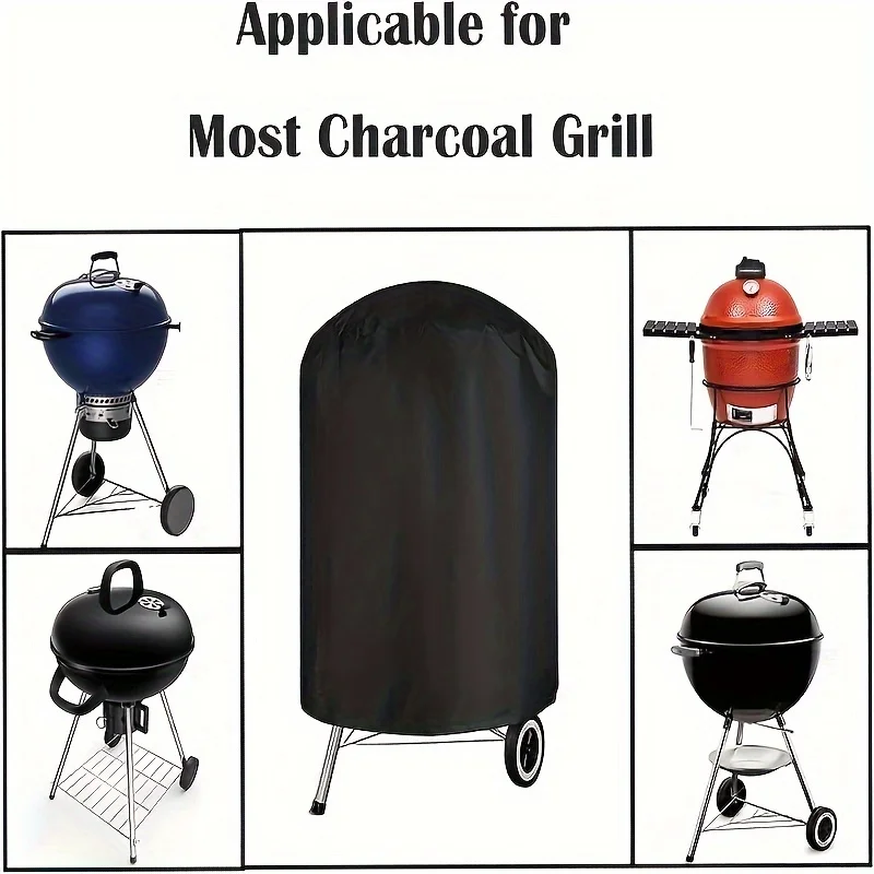 Charcoal Grill Cover, BBQ Grill Cover for Weber 22 Inch Charcoal Kettle, Heavy Duty Waterproof Outdoor Smoker Cover, Round