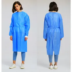 10pcs Disposable Dustproof Thicken Protective Work Isolation Coverall Clothing Anti-spitting Anti-oil Stain Nursing Labour Gown