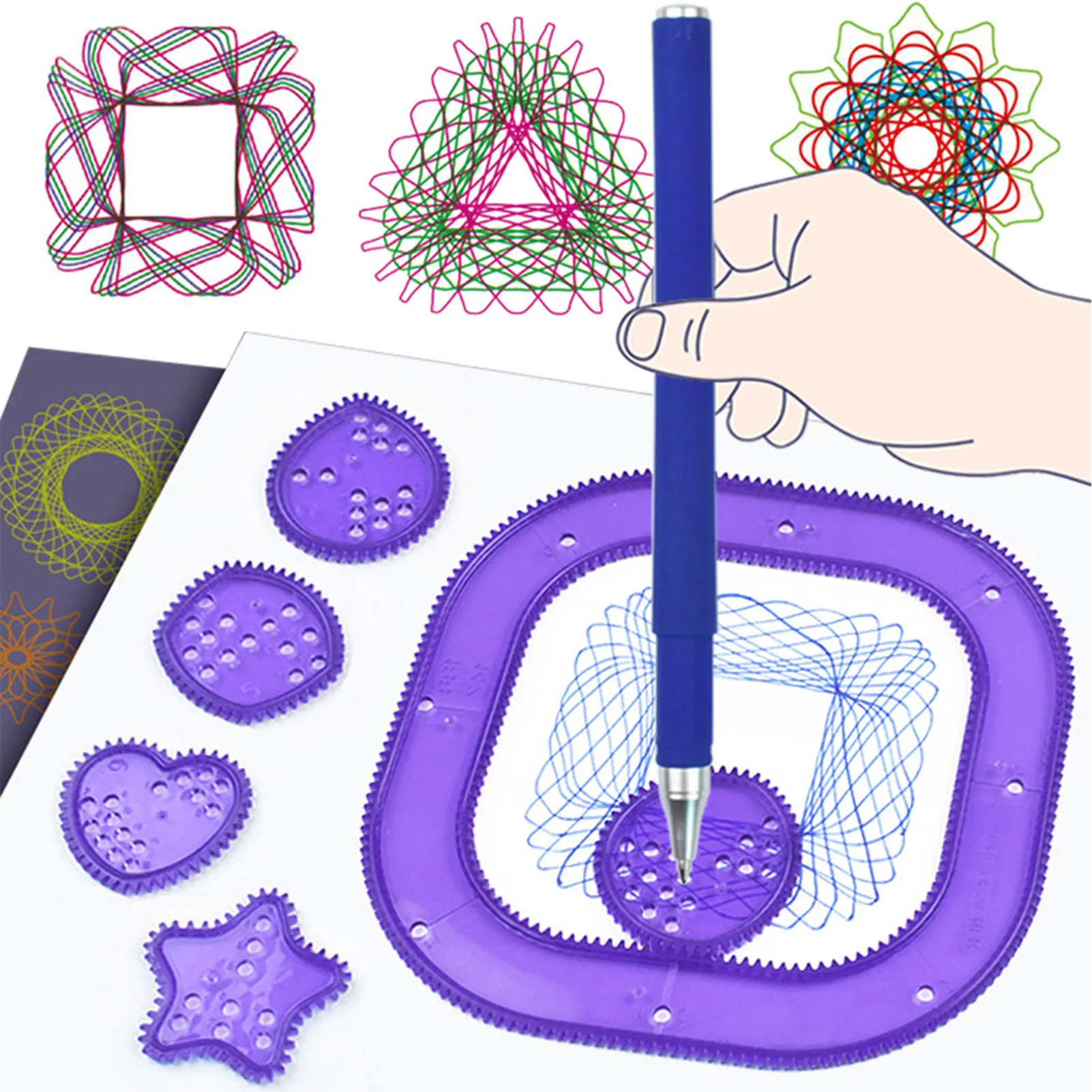 Spiral Gear Drawing Toy Classic Gear Design Ruler Kit Multi