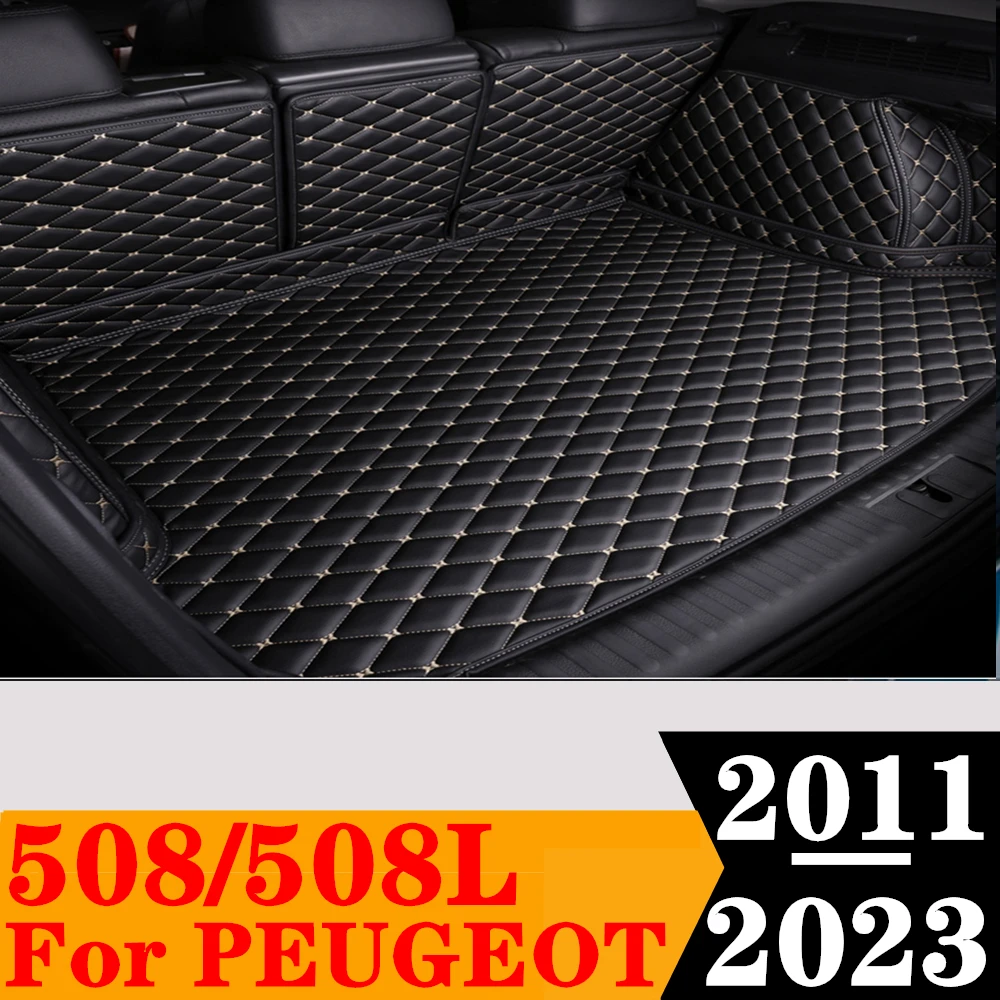 

Sinjayer Waterproof Highly Covered Car Trunk Mat Tail Boot Pad Carpet Cover High Side Cargo Liner For Peugeot 508 508L 2011-2023