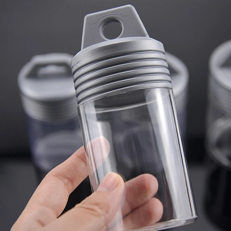 PVC Transparent Plastic Bottle Opener Drill Bit Round Bottle Storage Tank Free Combination Storage Container 1pc