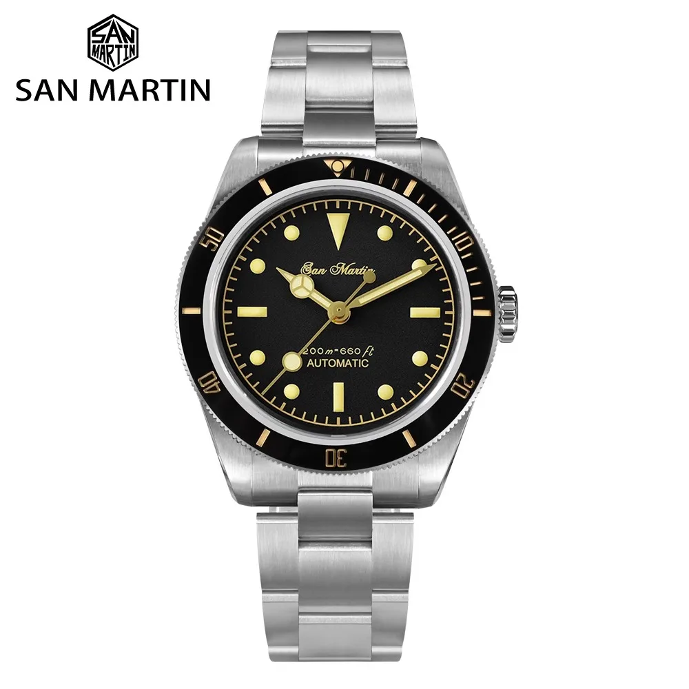 

San Martin Luxury Men Watches 38mm Diver Retro 6200 Water Ghost NH35 Automatic Mechanical Sapphire Vintage Watch Waterproof 200m