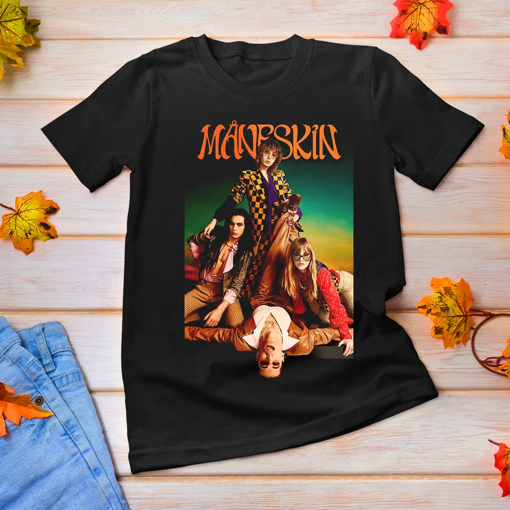 

New Rare Maneskin Music Band Cotton Black All Size Unisex Tee Shirt