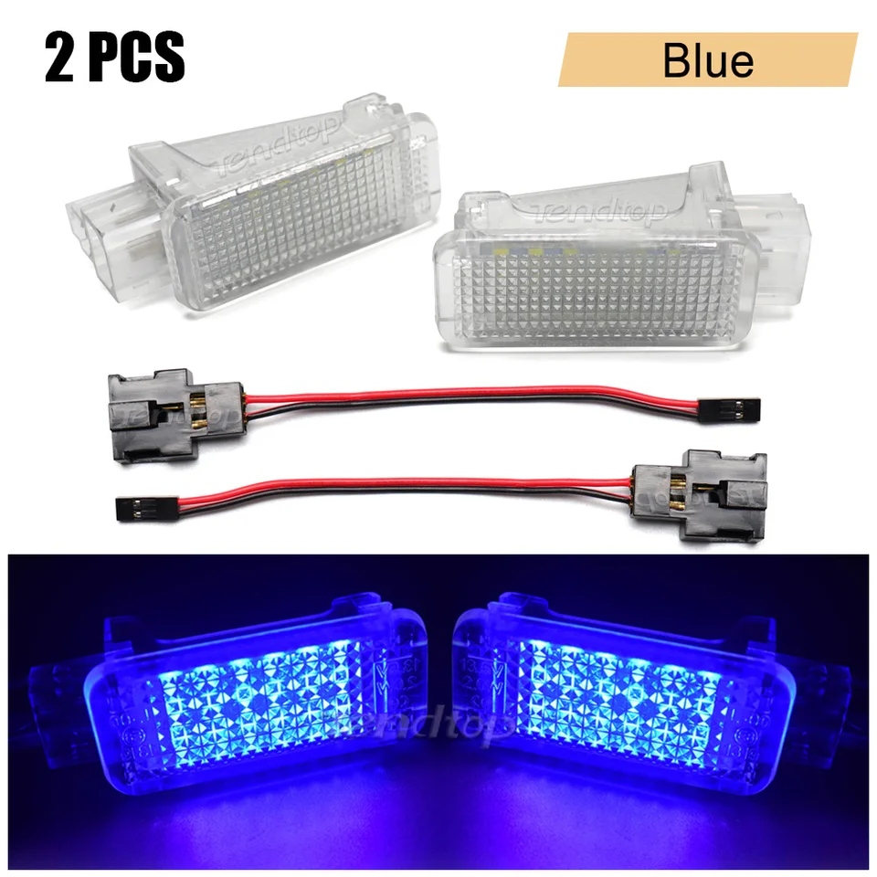 Asasytal LED Hoffelijkheid onder de Deur Voetruimteverlichting in de Auto Handschoenenkastje Lamp Bagage Kofferbak Verlichting Lampen Compatibel met VW Seat Audi A2 S2 Q5 Q7 R8 ect., 2 Stukken
