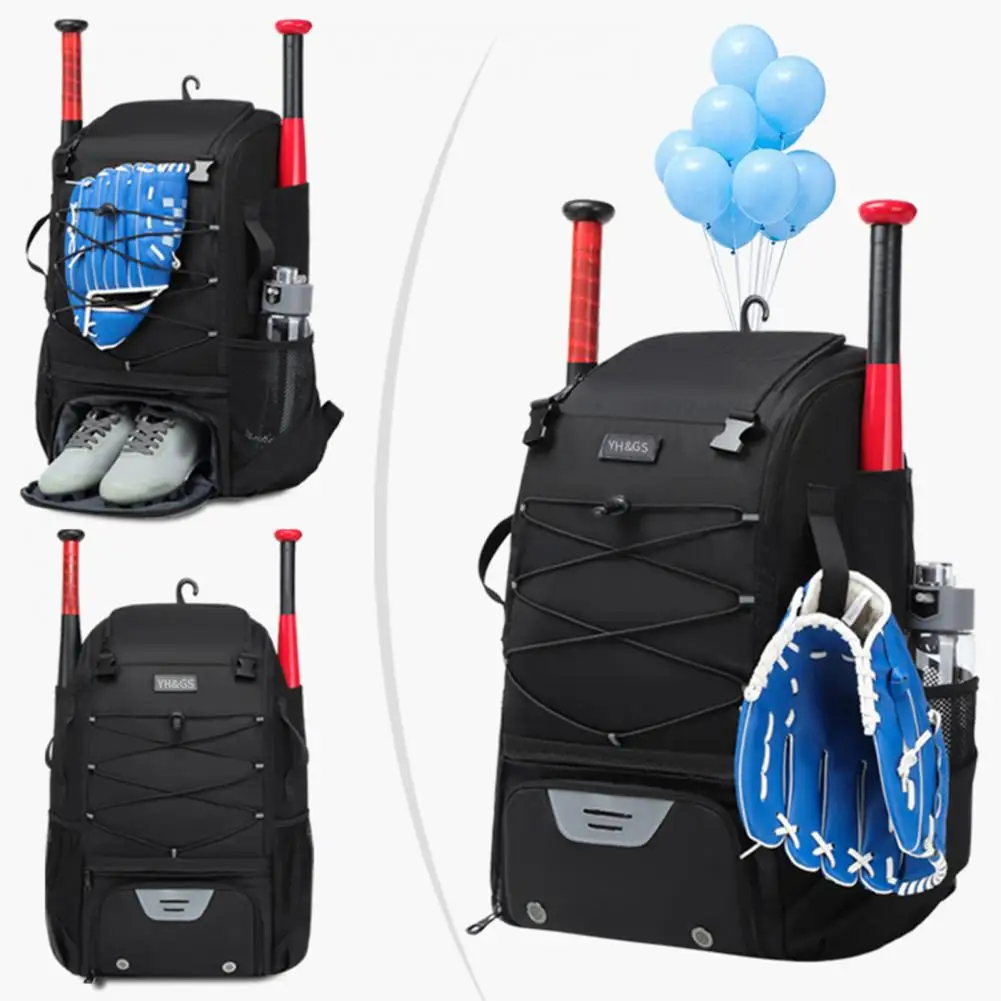 Baseball Bag Durable Zipper Design Oxford Cloth Baseball Backpack with Shoe Compartment Waterproof Bat Bag for Sports
