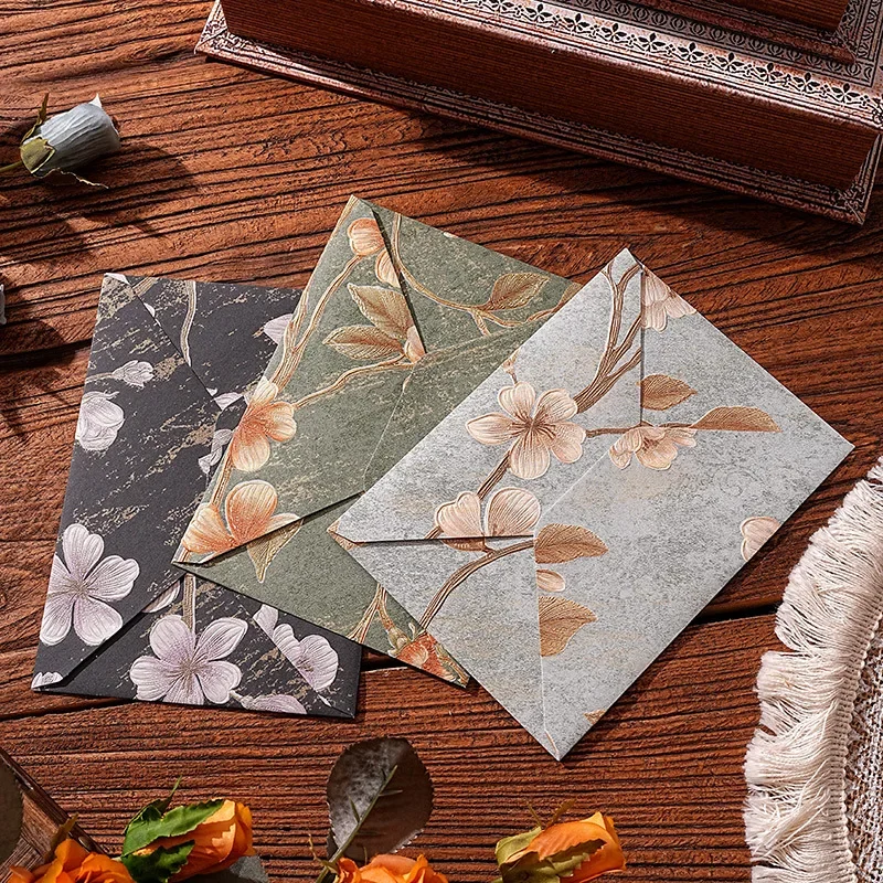 Kraft Paper Envelopes Mailing Envelopes Mini Envelopes 5pcs Vintage Brocade Envelopes Retro Floral Envelope for Letter Writing Kawaii Gift Package Kawaii Wedding Invitation Card Cover
