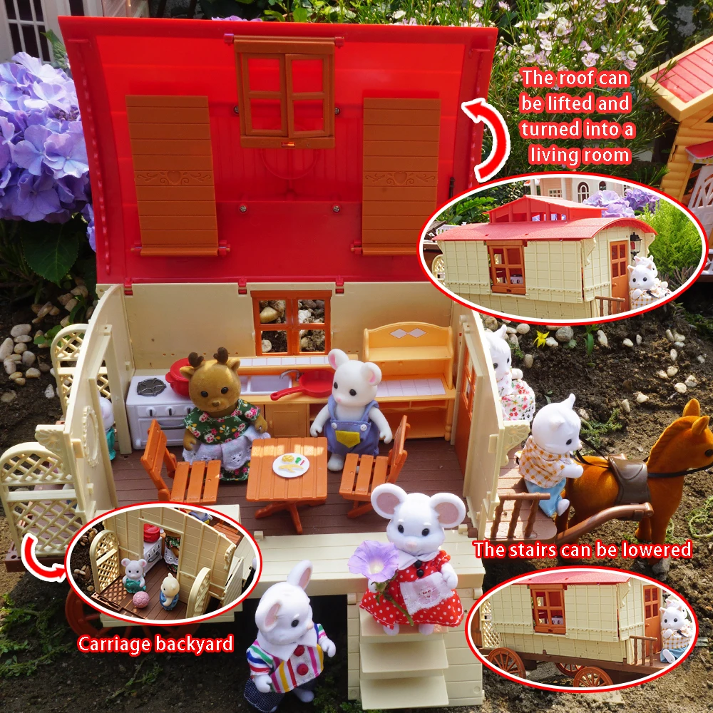 Forest Family Playhouse Carriage Luxury Villa Girl Simulation Playhouse Sweet Family Toy Wing Room Birthday Gift 2