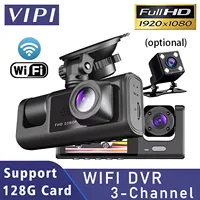 WiFi 3 canaux voiture DVR trois voies Dash Cam à l'intérieur de la caméra du véhicule DVR enregistreur FHD 1080P vidéo Mini enregistreur Dashcam Camcord 1