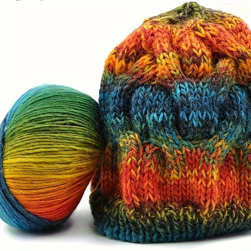 50g/Roll Colorful Pure Cotton Cake Gradient Cotton Rainbow DIY Scarf Shawl Hat Sweater Skirt Wool Yarn Crochet 3