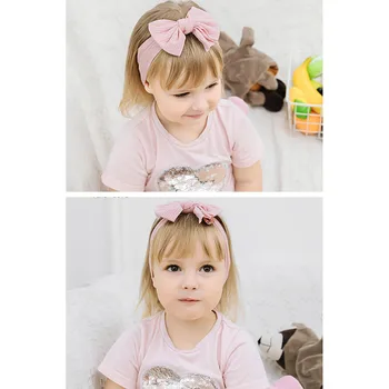 Knit Baby Headband Rib Bow Elastic Soft Nylon Newborn Headbands Baby Girl Children Turban Infant Kids Headwear Hair Accessories 4