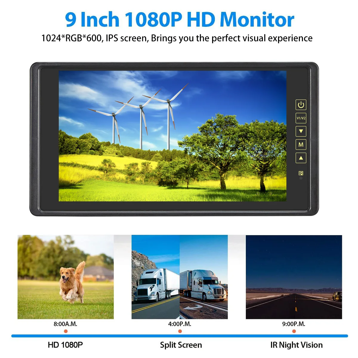 JIEPIE AHD Reversing Rear View Camera Kit 9 inch Split DVR Recorder Monitor with 1080P AHD Rear View Backup Camera for Truck RV, car display,car rear view camera,monitor display