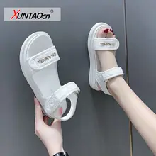 

Platform Velcro Sports Sandals Summer All-match Breathable Women's Beach Sandals Korean Fashion Metal Decorative Ladies Sandals