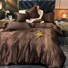 Solid Rayon Silk Bedding Set with Duvet Cover Bed Sheet Pillowcases Luxury King Single Double Couple Satin Pillow Case Bedsheet 4