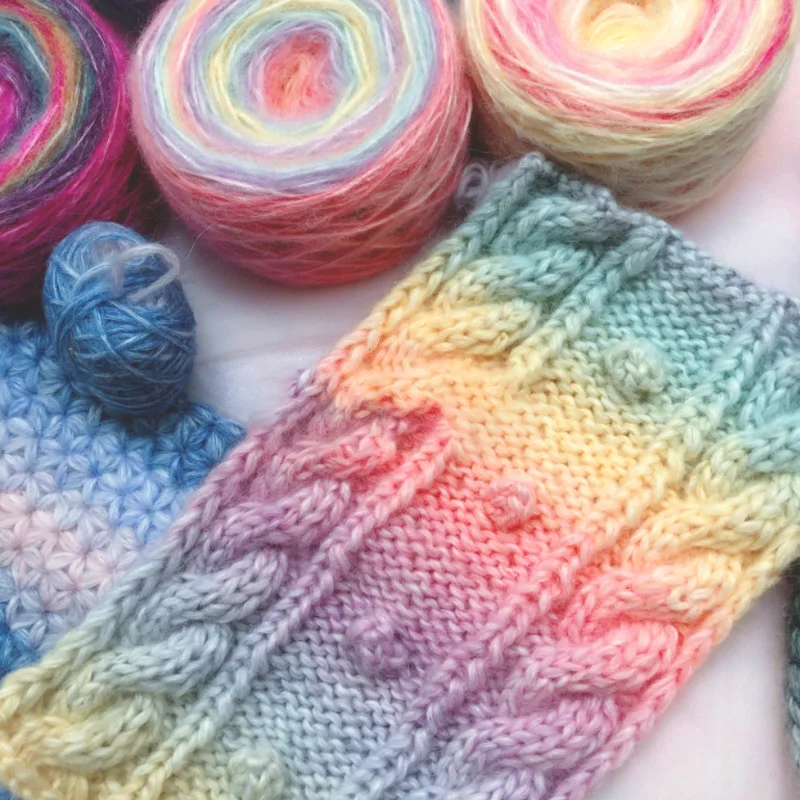 50g/Ball Colourful Chenille Mohair Yarn Hand-knitted Wool Blends Cake Yarn DIY Knit Long Hair Cashmere Baby Rainbow Sweater Hat