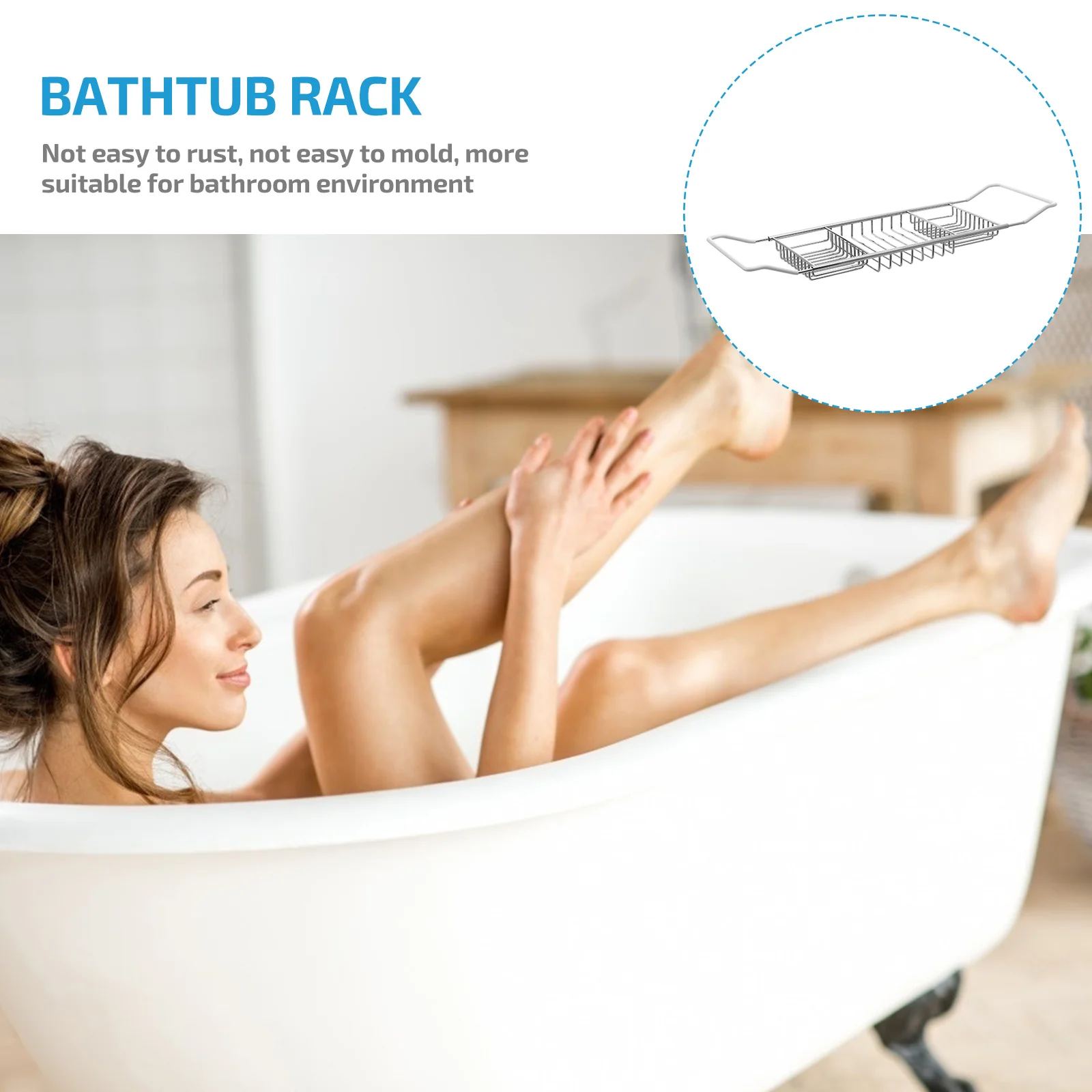 Portable Stainless Bathtub Rack Adjustable Holder Tray For Book Magazine Bathroom Trays Stand Home Garden Storage ganization