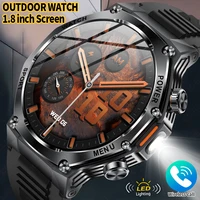 LIGE 1.8" Large Screen 800mAh Battery Bluetooth Call Men SmartWatch Sports Health Monitor Flashlight Smart Watch For Android IOS 1