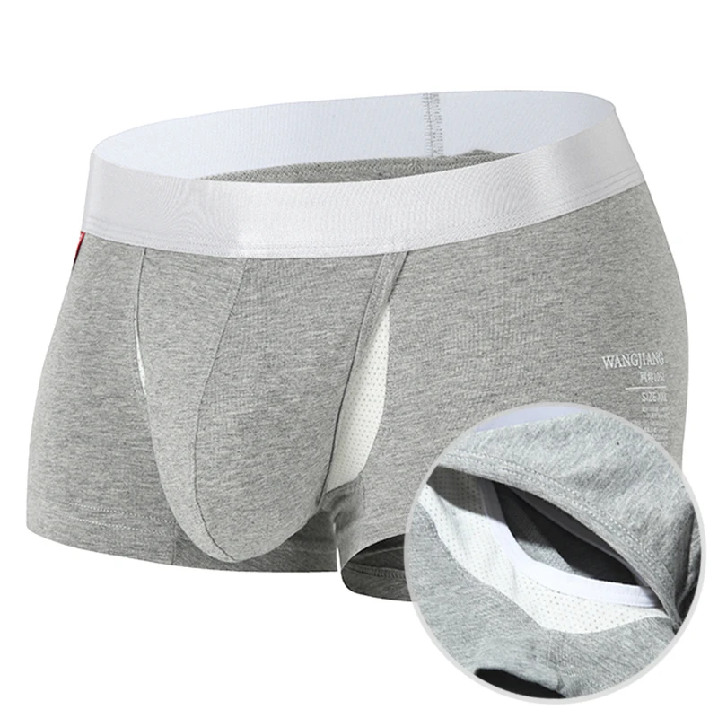 

Open Front Underwear Men Cotton Sexy Men's Boxer Shorts Panties Breathable Pouch Bulge Underpants Male трусы мужские