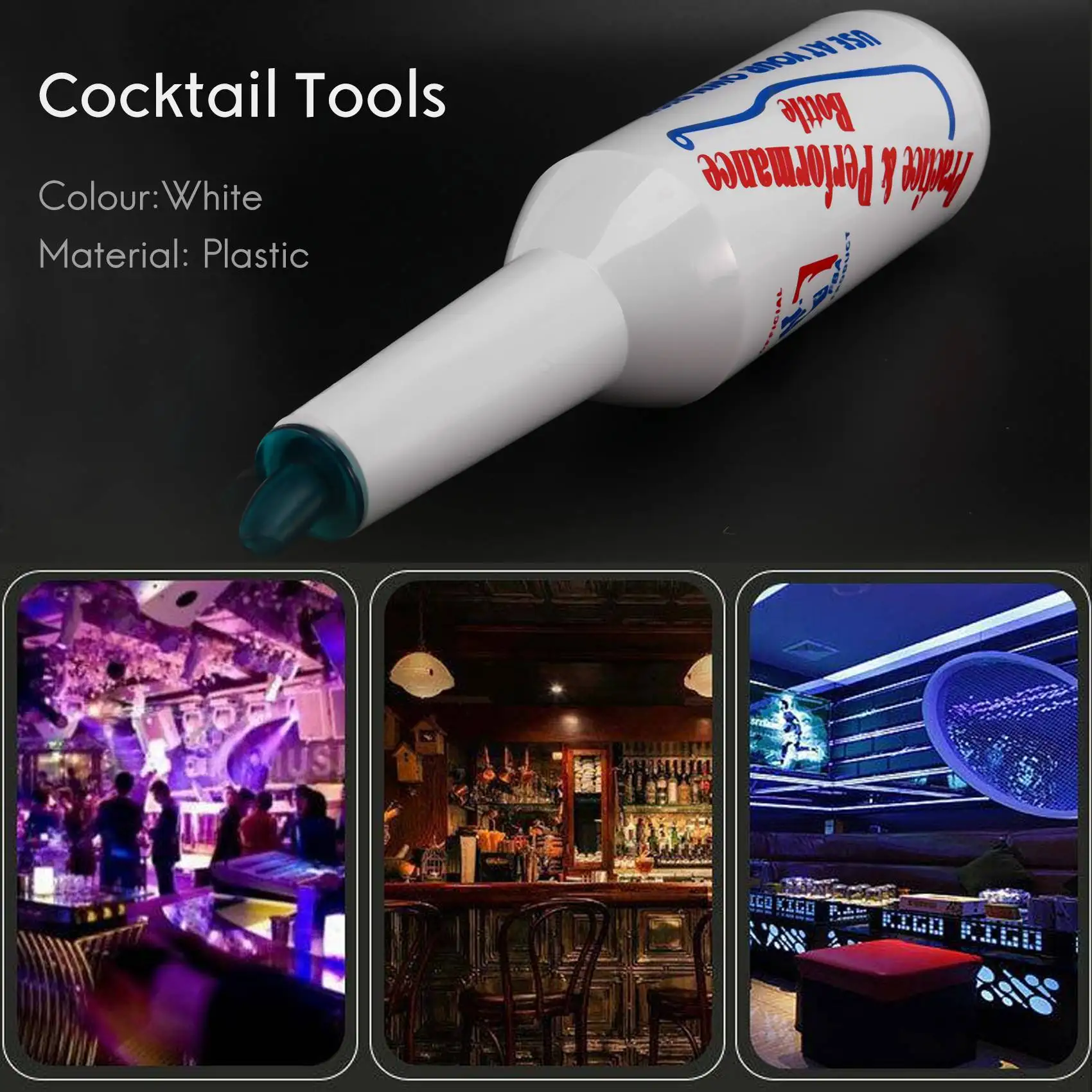 Flair Bartender Bartending Practice Bar Pub Bottle Wine Cocktail Shaker-Bianco