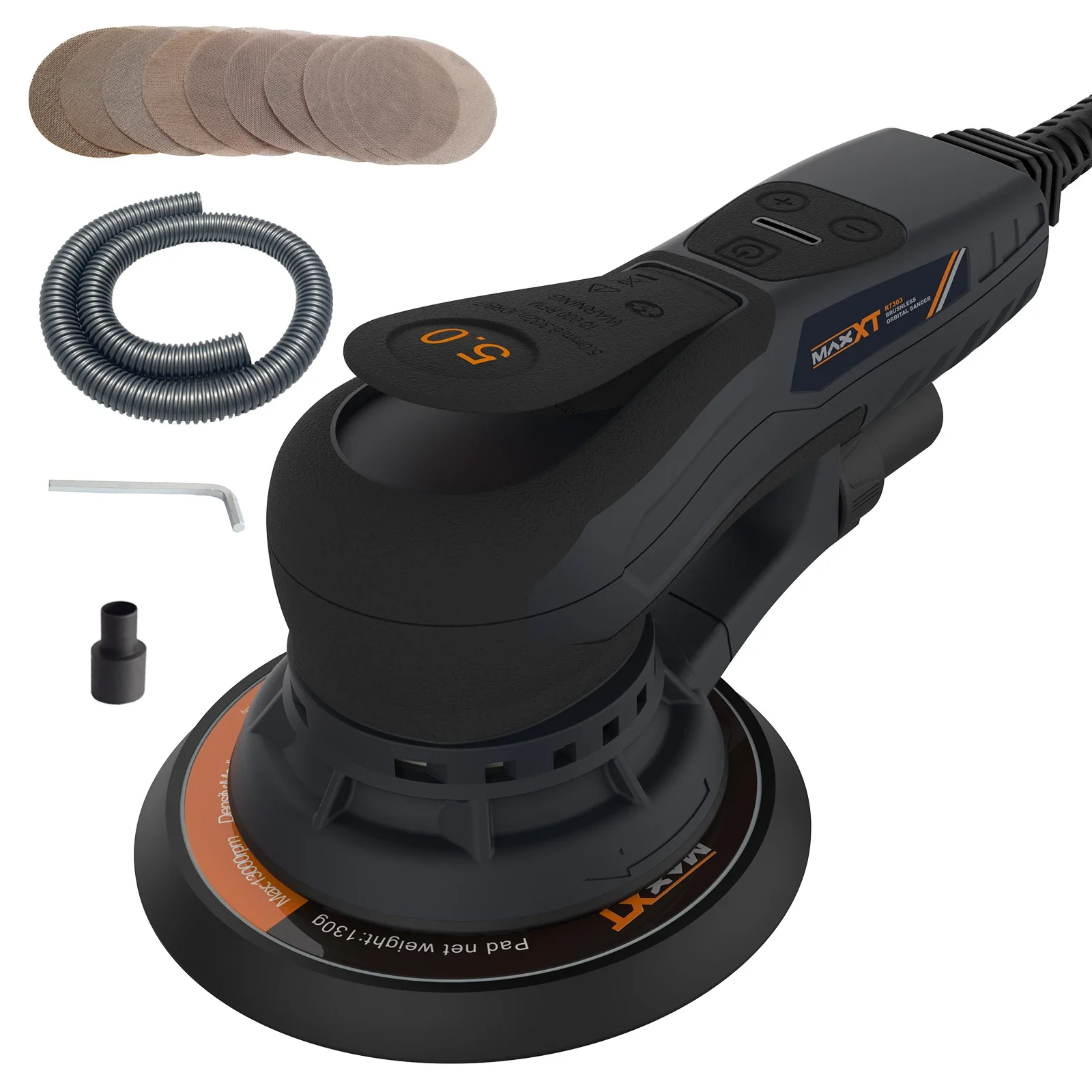 

MAXXT 350W Eccentric Size 5.0mm 2.5mm Brushless Random Orbital Sander With 6inch 150mm Pad For Wood Metal Drywall Sanding