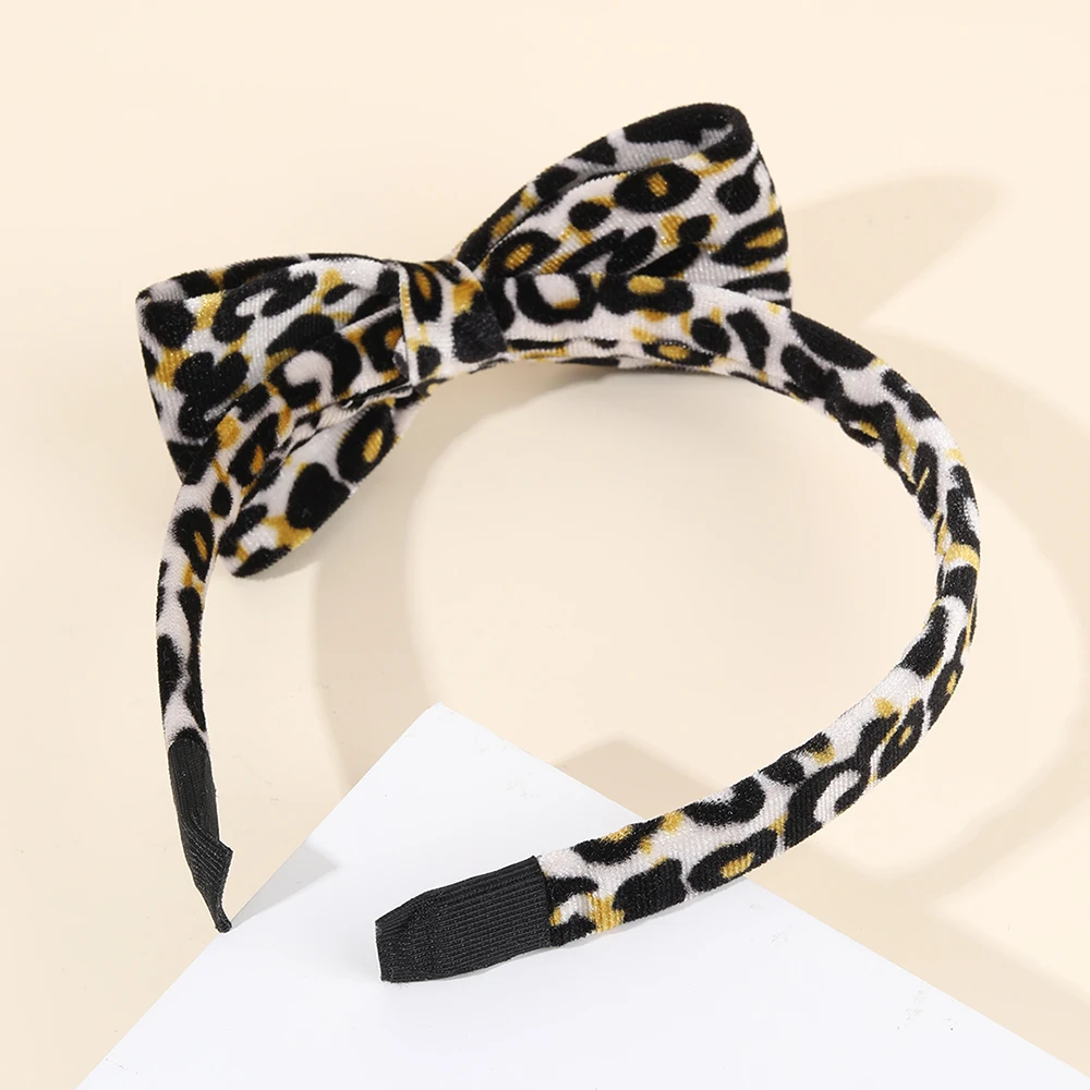 Korean Leopard-print Bow Headband Retro Elegant Velvet Hair Band No Slip Hair Hoop For Girls Women Fashion Headwear Accessories