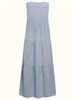 Light gray Women's Oversized Woven Dress Casual Bohemian Maxi Summer A-Line Long  Full Length Clothing Light gray - Image 4