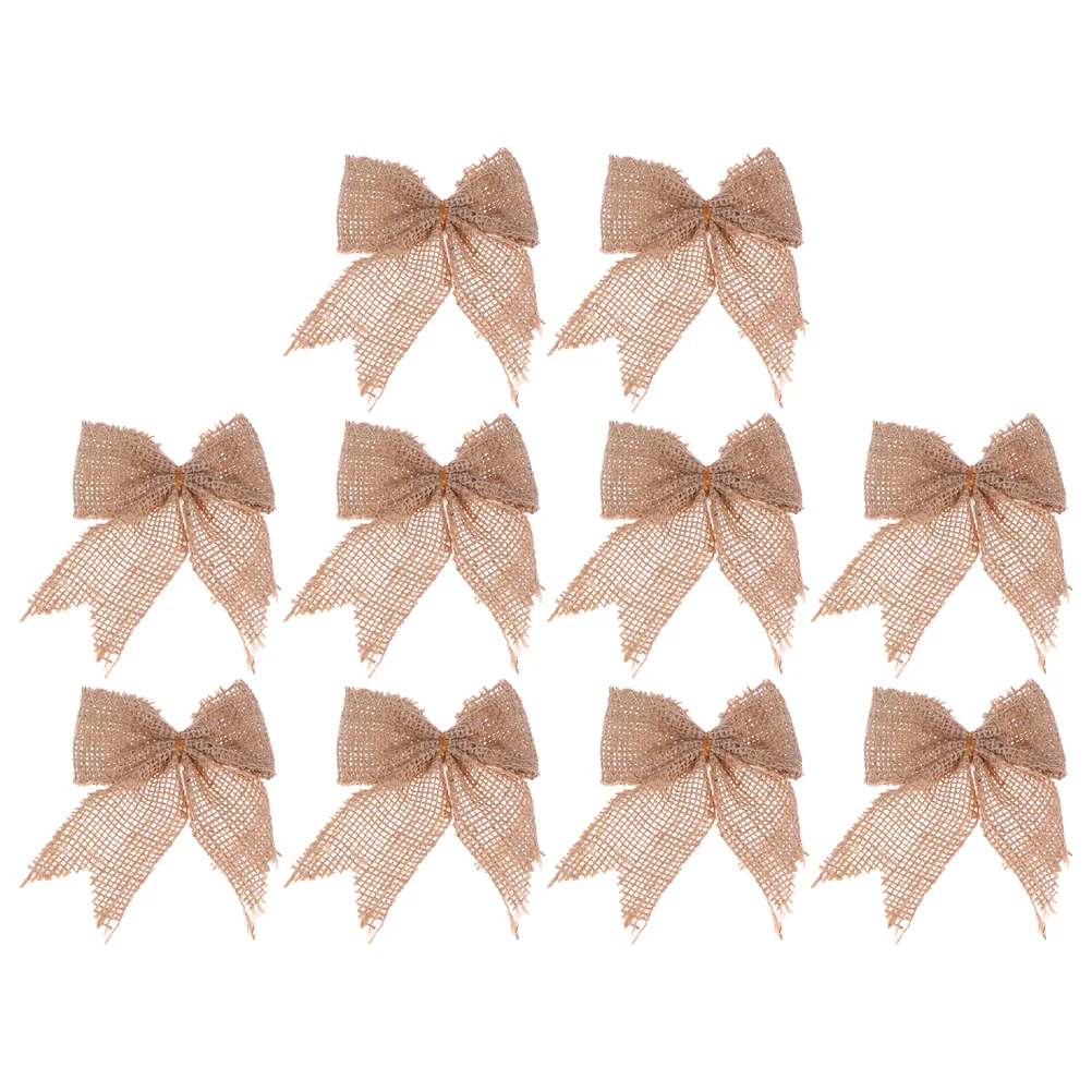 

20 Pcs Burlap Ribbon Bow Pendant Christmas Swallowtail Wrapping Accessory Linen Tree Decor