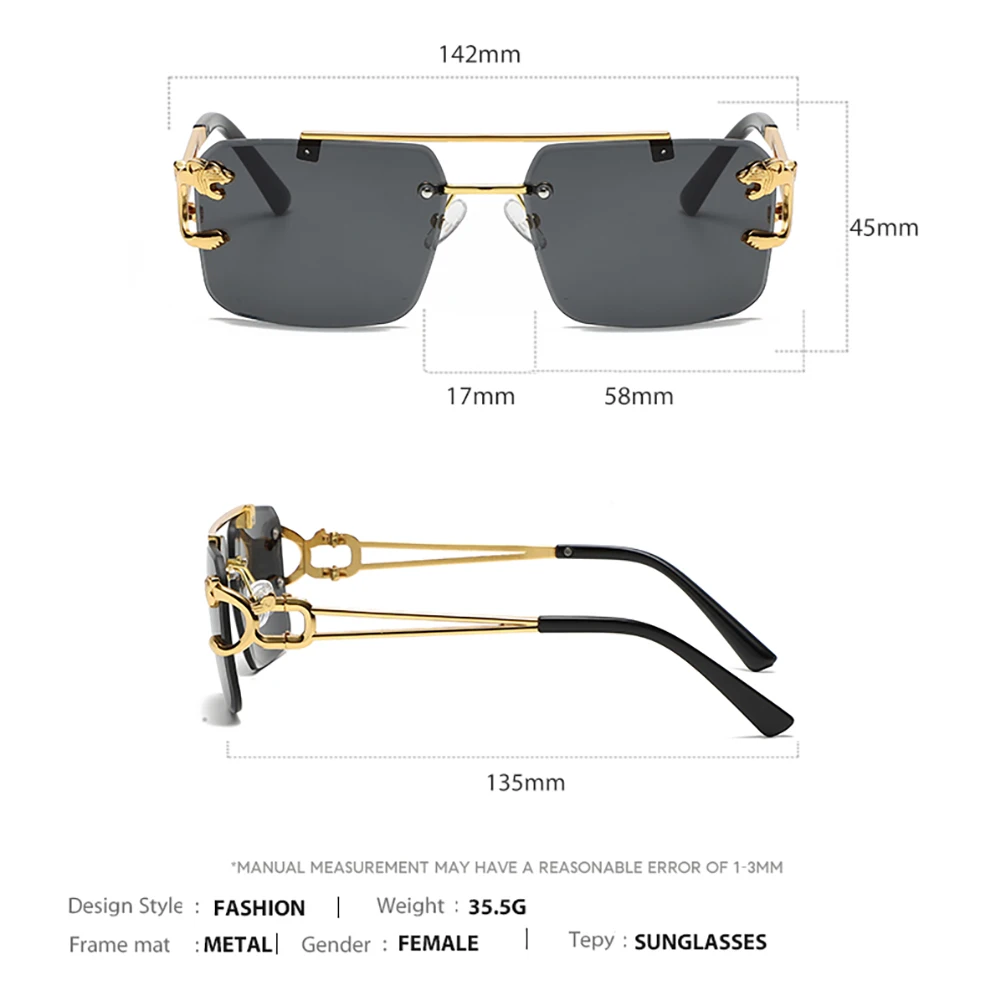 CATERSIDE Fashion Metal Eyewear Double Bridge Style Gradient