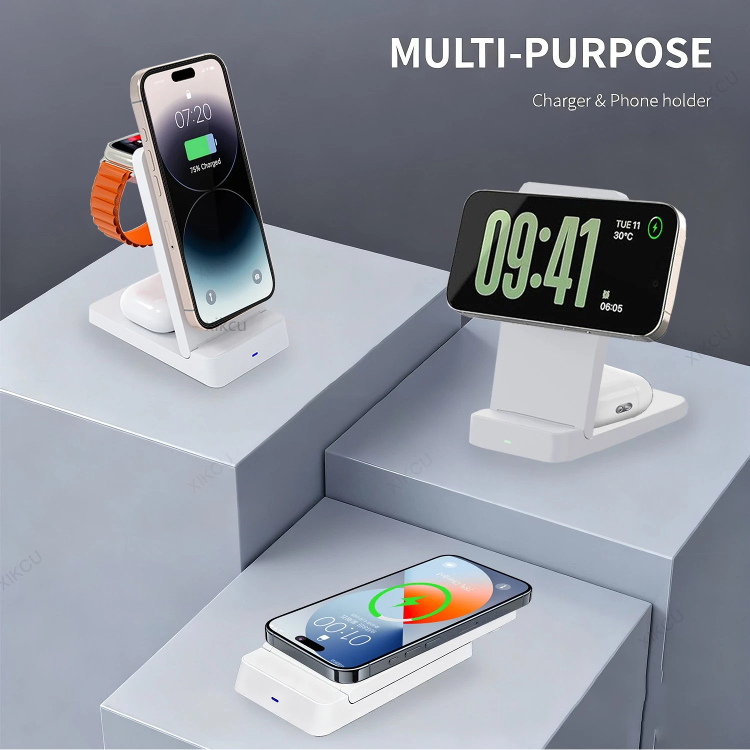 3 in 1 Magnetic Wireless Charger Foldable Phone Stand For Magsafe iPhone 17~12 Pro Max iWatch 11~2 SE Airpods Pro Fast Charging