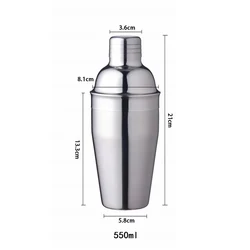 Stainless Steel Cocktail Shaker - Premium Party Bar Tool (550ML)