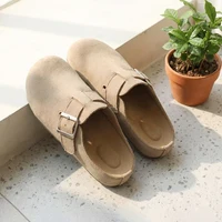 Mules en daim à plateforme pour femme, avec boucle réglable, 2026, Chaussures de luxe pour femme, Sabots, Sandales d'intérieur et d'extérieur, Claquettes avec soutien de la voûte plantaire 1