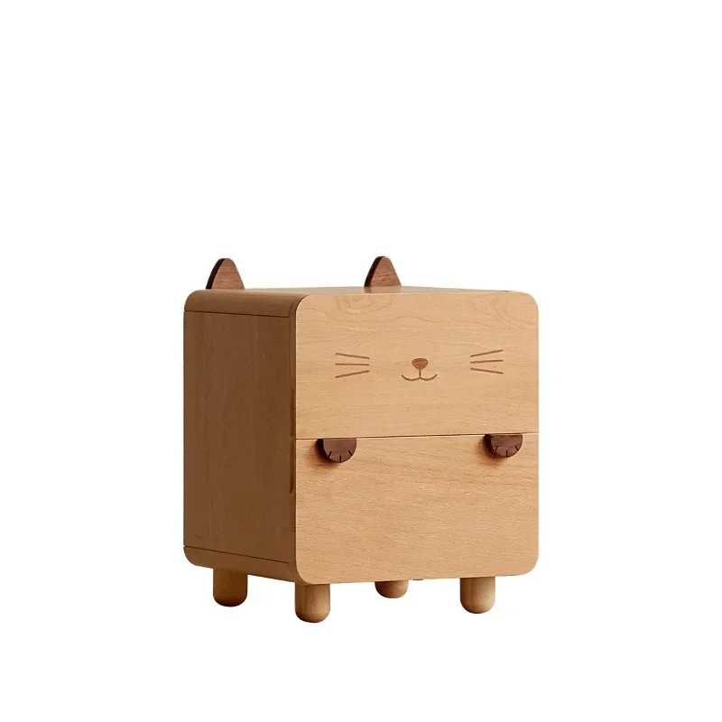 *All Solid Wood Children's Bedside Table Nordic Bedroom Storage Cabinet Modern Simple Bedside Table