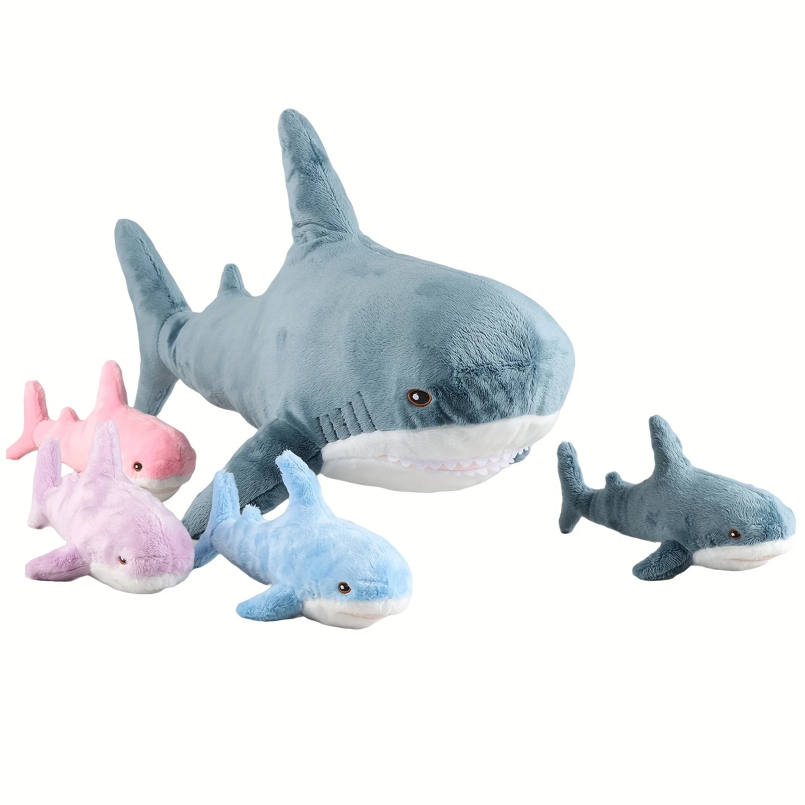 巨大なサメのぬいぐるみ、子供のためのジッパー付き、ママへの贈り物