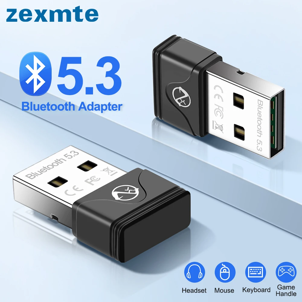 Zexmte USB Bluetooth 5.3 Adapter BT 5.1 5.0 Dongle adaptador for PC Speaker Wireless Mouse Keyboard Audio Receiver Transmitter
