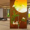 Cute Rabbit Under Moon Japanese Noren Door Curtain Feng Shui Half-Curtains Kitchen Partition Entrance Curtain Home Decorations 4
