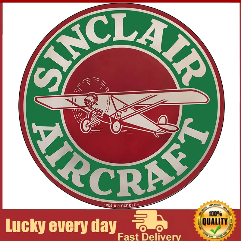 Riproduzione Di Insegne A Gas Vintage Insegne In Metallo Vintage Targhe Rotonde In Metallo Per Garage E Diametro Della Casa-Aereo Sinclair