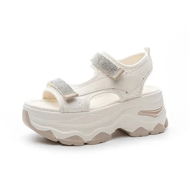 Diamanté Block-Heel Sandals – Chunky Platform Summer Shoes