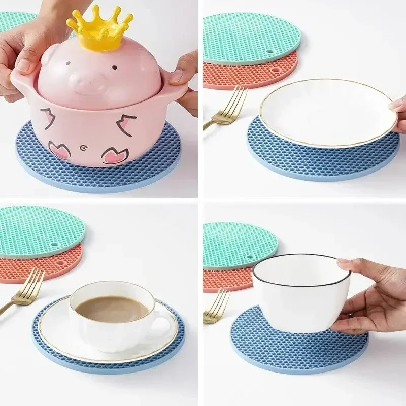 Silicone Placemat Heat Resistant Non Slip Drink Cup Coasters Insulation Kitchen Accessories Pot Holder