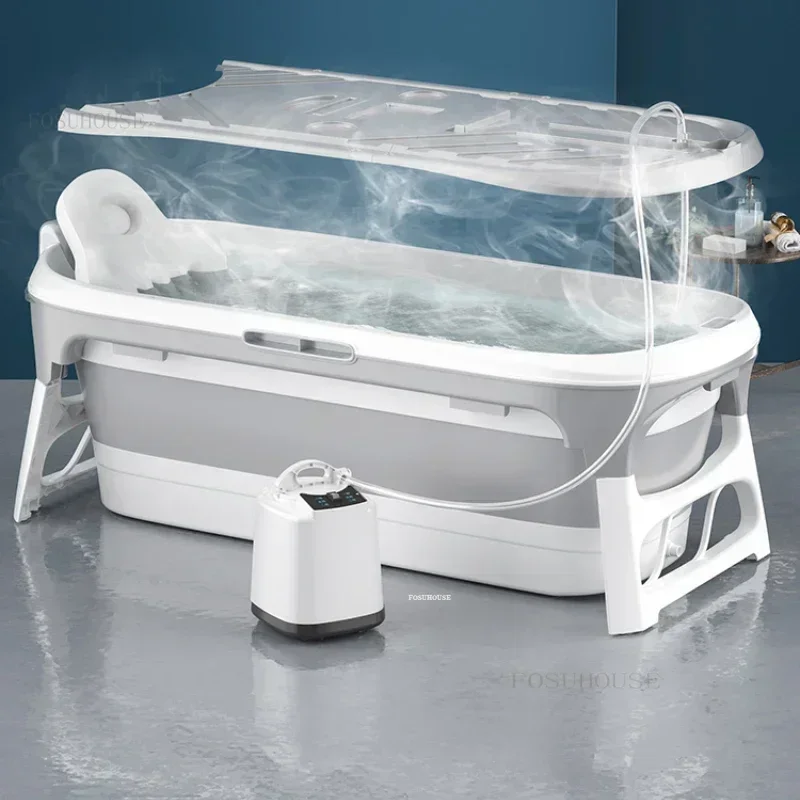 Plastic Portable Bathtubs for Adults Folding Bathtub with Fumigation Instrument Multi-functional Household Adult Bathtub for Spa