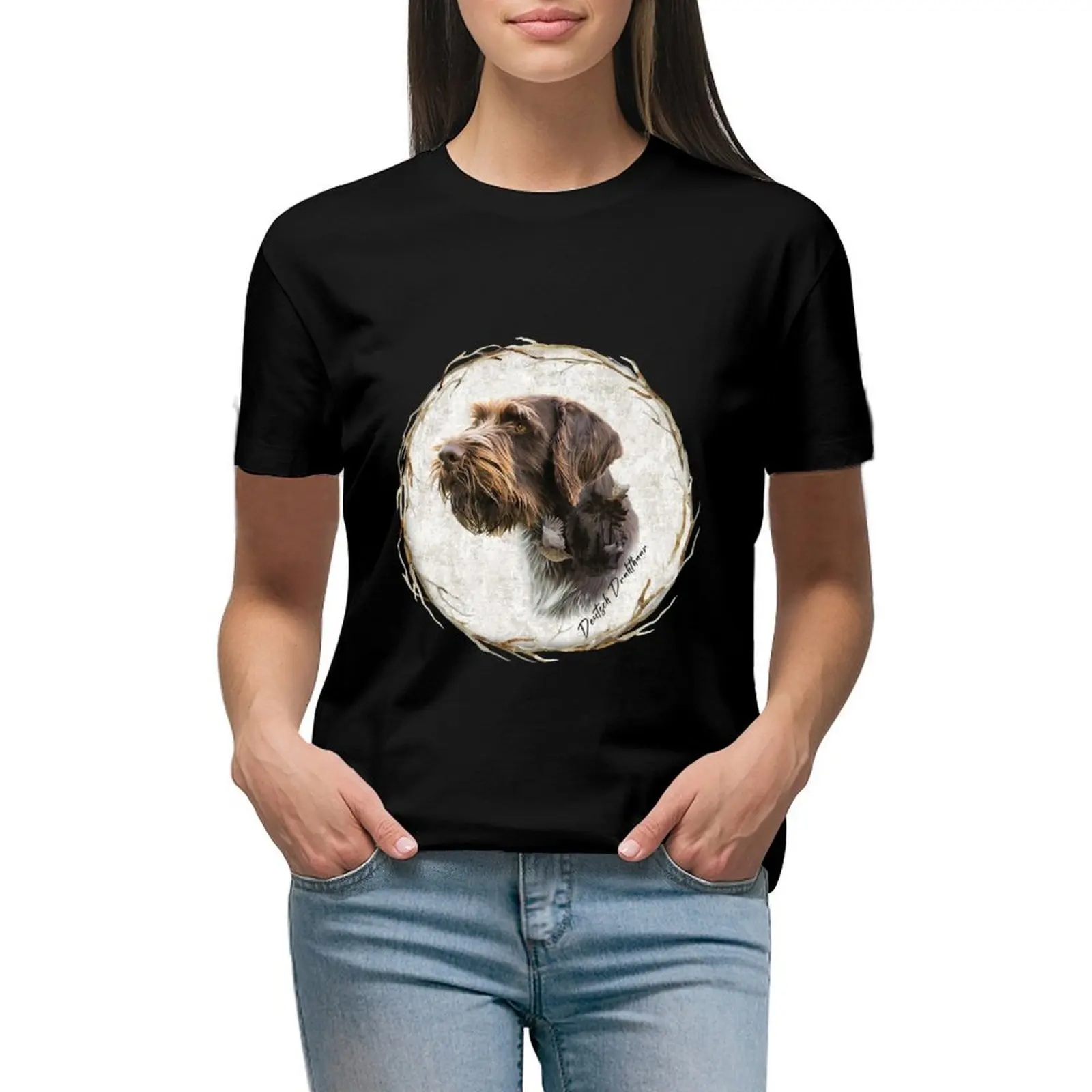 

German Wirehaired Pointer's thoughts T-shirt summer tops Female clothing workout shirts for Women