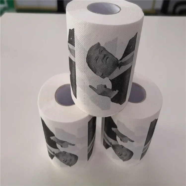 Humorous Donald Trump Printed Bathroom Toilet Paper Pure Wood Pulp Non-Fading Soft Creative Funny Design Eco-Friendly Roll Paper