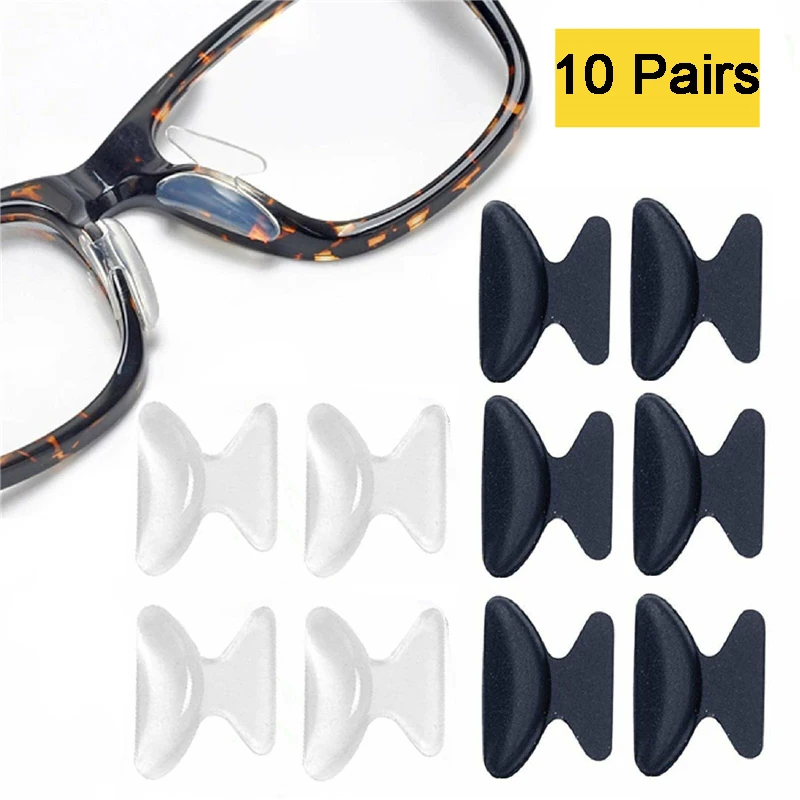 10 Pairs Antislip Silicone Stick On Nose Pads For Eyeglasses