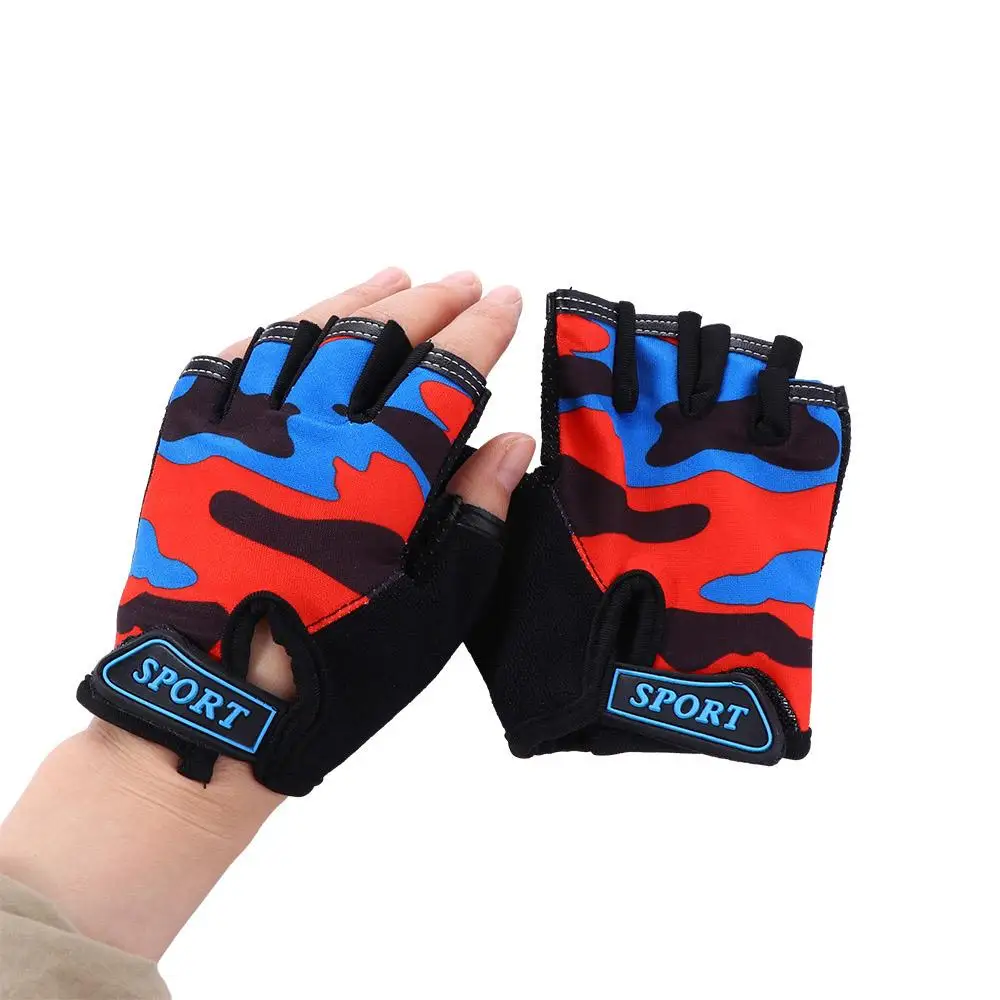 New Children Sports Gloves Half Finger Kids Riding Cycling Running Gloves Boys Girls Outdoor Camouflage Sports